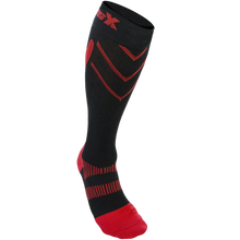 Front View of CSX 20-30 mmHg Red on Black Compression Socks