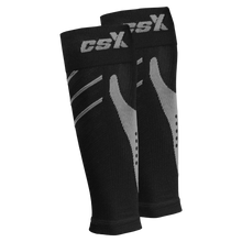 CSX 15-20 mmHg Silver on Black Compression Calf Sleeves