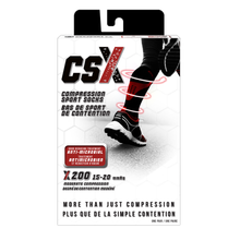 CSX 15-20 mmHg Green on Black Compression Socks Packaging
