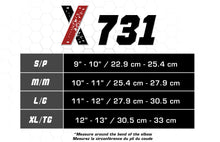 X731, Braces and Supports, Elbow Support, Size Chart