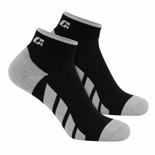 CSX X110 Pro High Cut Ankle Socks Silver on Black
