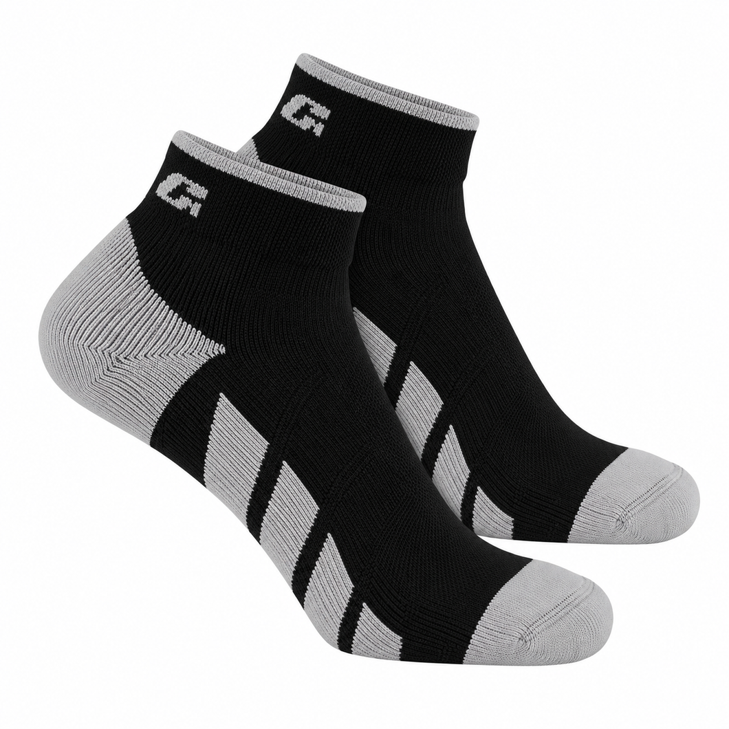 CSX X110 Pro High Cut Ankle Socks Silver on Black