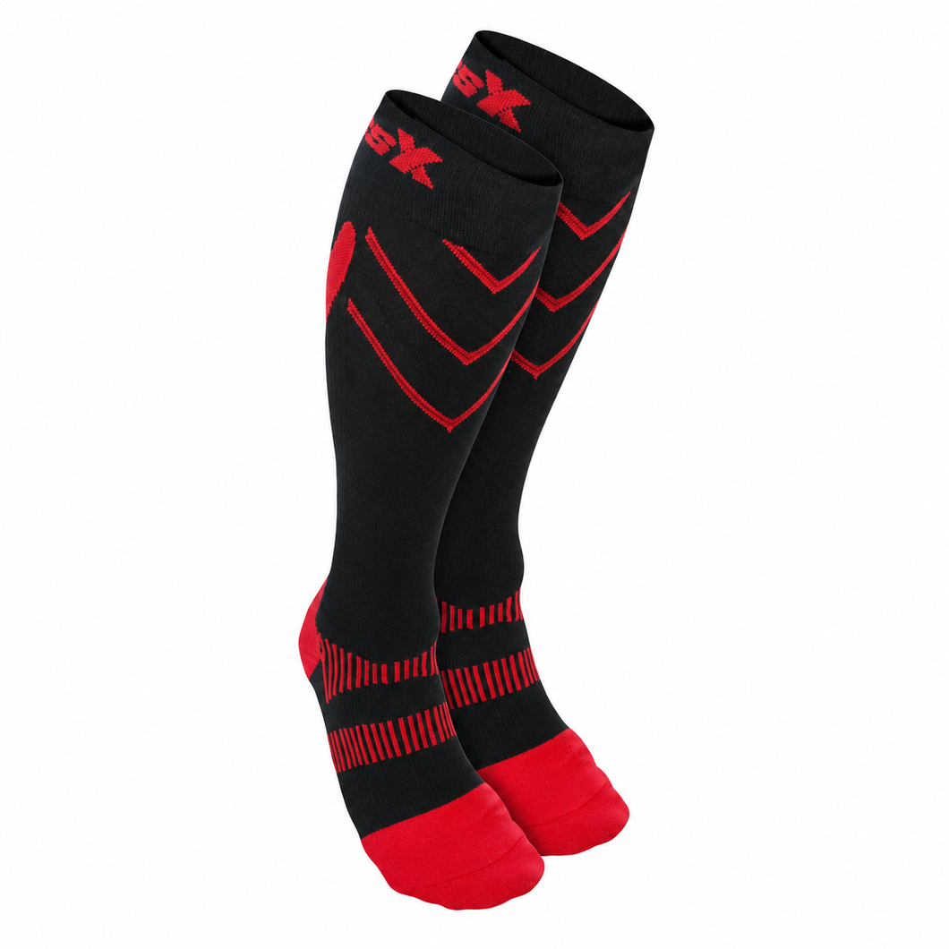 CSX 20-30 mmHg Compression Socks Red on Black