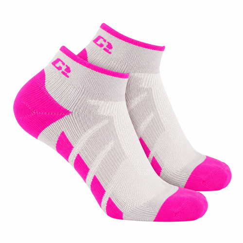 CSX X110 Pro High Cut Ankle Socks Pink on Gray