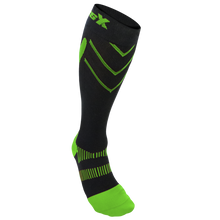Front view of CSX 15-20 mmHg Green on Black Compression Socks