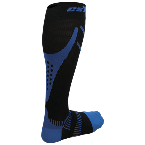 Rear View of CSX 20-30 mmHg Royal Blue on Black Compression Socks