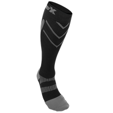 Front View of CSX 15-20 mmHg Silver on Black Compression Socks